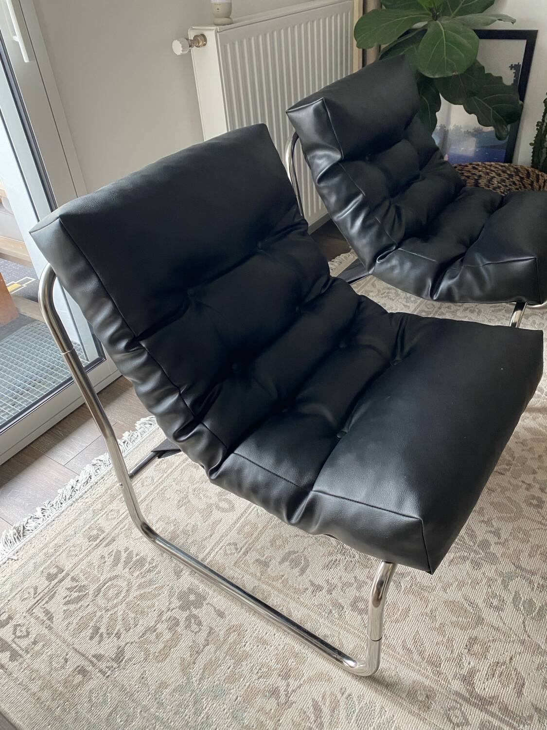 Black chrome retro armchair