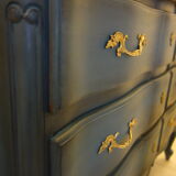 Blue crossbow dresser with brass handles