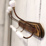 Coat rack in wood and porcelain