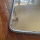 Large metallic blue barber mirror