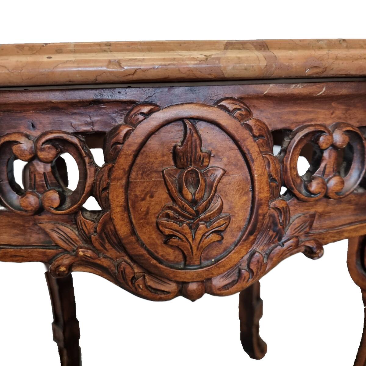 Louis XV Style Side Table With Marble Top, 1970s