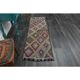 1970s Vintage Turkish Oushak Handmade Wool Cotton Purple Runner Rug 62x206
