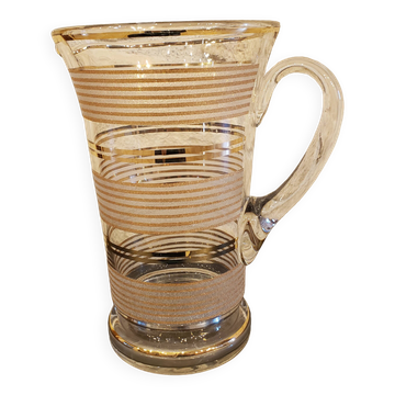 Cruche en verre granité et liserés dorés