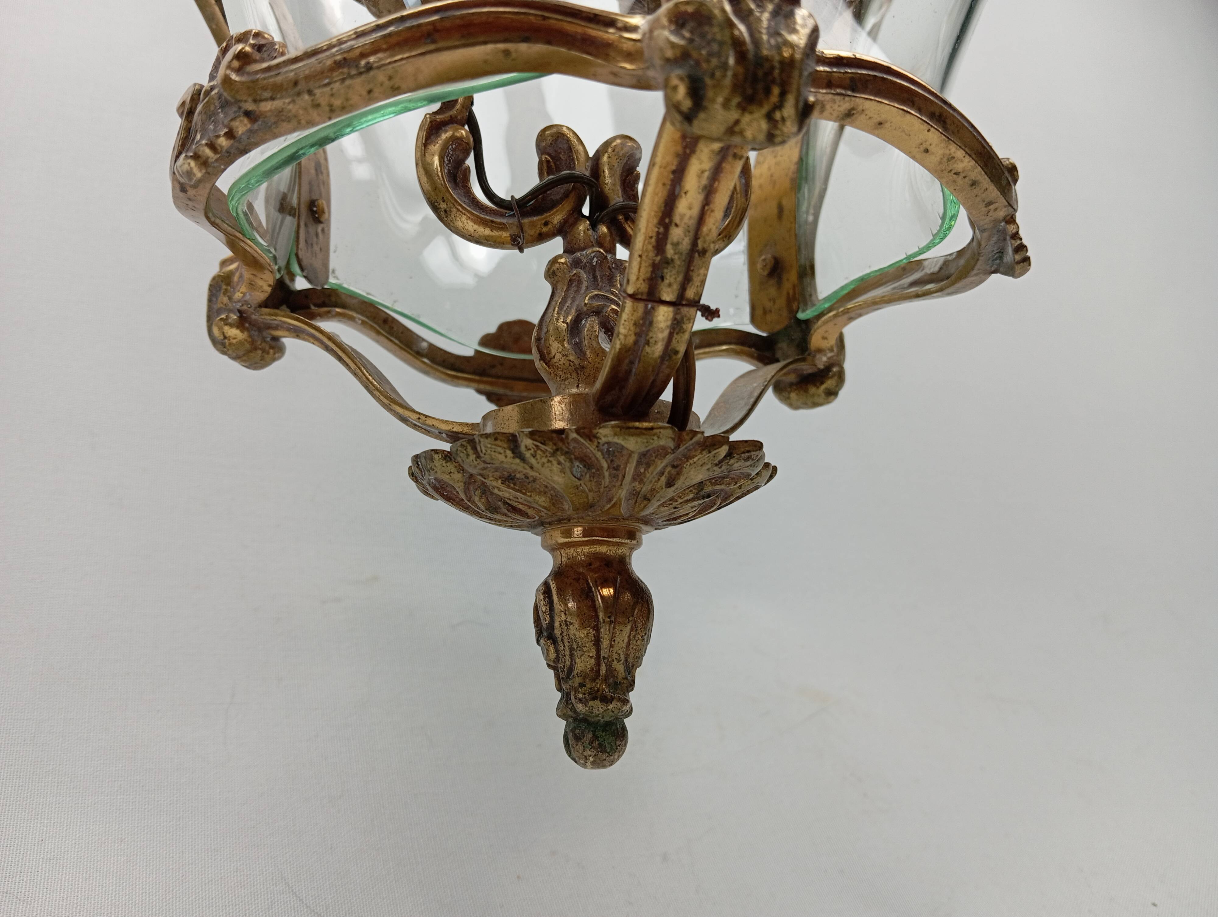 Lanterne bronze doré & verre galbé de style Louis XV / Rococo