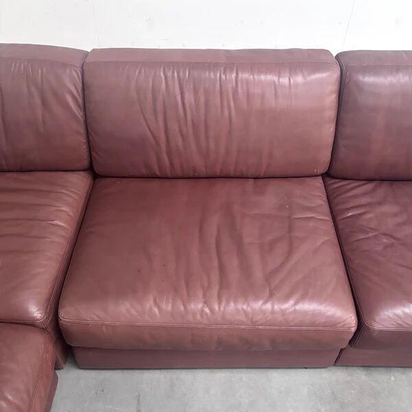 Brown leather modular sofa by De Sede; DS76, 1970s (straight or angle)