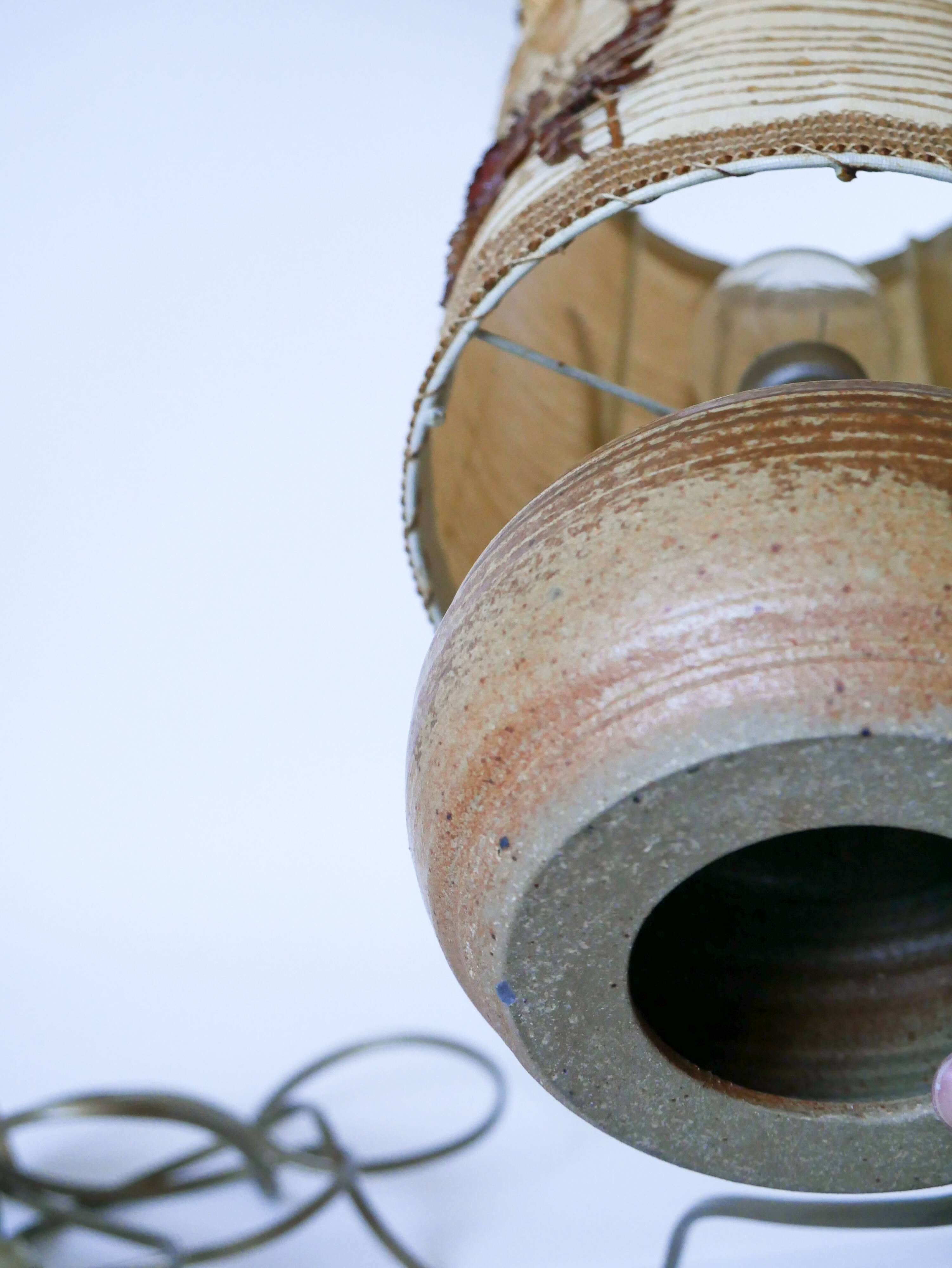 Sandstone lamp with dried flower lampshade, 1970