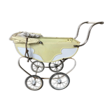 Stroller doll metal wheels hooded child's toy 50s vintage