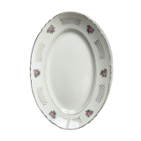 Plat oval vintage en faïence fleurie moulin des loups modèle "cordoue"