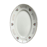 Plat oval vintage en faïence fleurie moulin des loups modèle "cordoue"