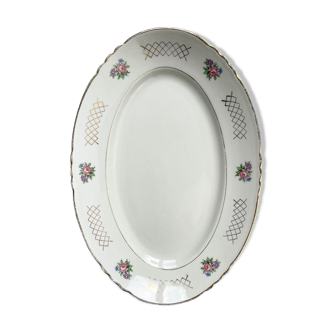 Vintage oval dish in flowered earthenware Moulin des Loups model "Cordoba"