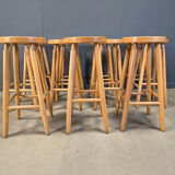 Alpine style chalet stools in wood, set of 11 - 1970s