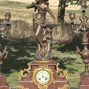 Napoleon III fireplace garniture in marble & regulus signed Auguste Moreau.