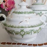 Service à thé en porcelaine anglaise, vert et or , antique
