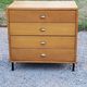 Vintage store chest of drawers in blond oak metal tube legs 4 drawers