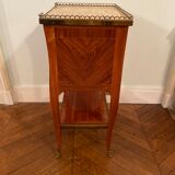 Bedside table of the 18th Louis XV period in marquetry and marble