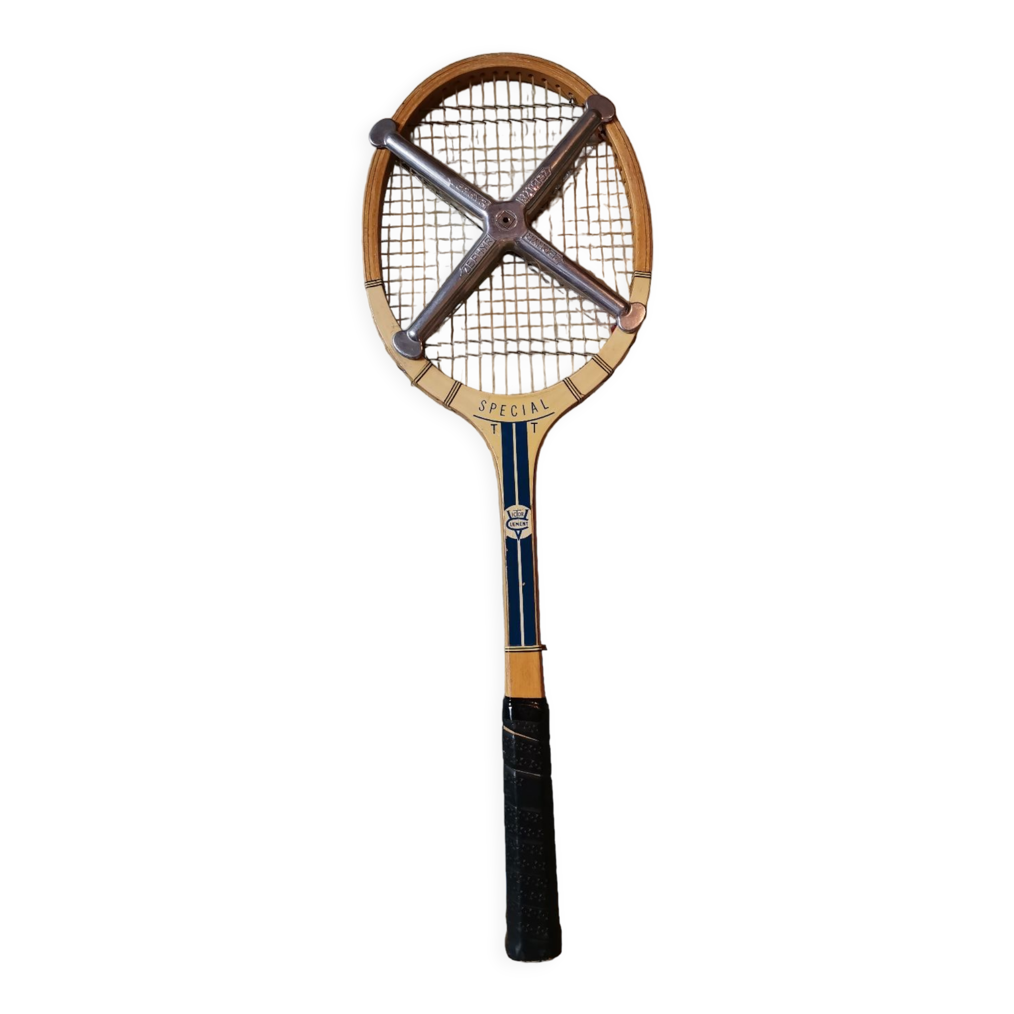 Vintage wooden tennis racket special t Victor Clément metal structure Zephyr