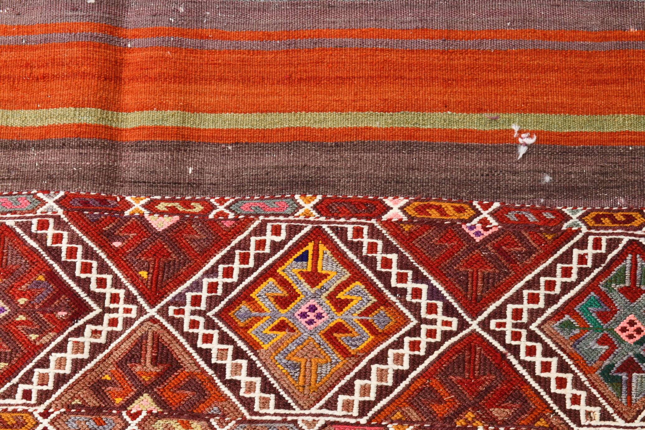 4x5 Multicolor Turkish Kilim Rug, 113x135Cm