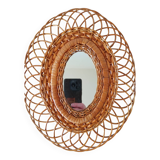 Miroir en rotin tressé