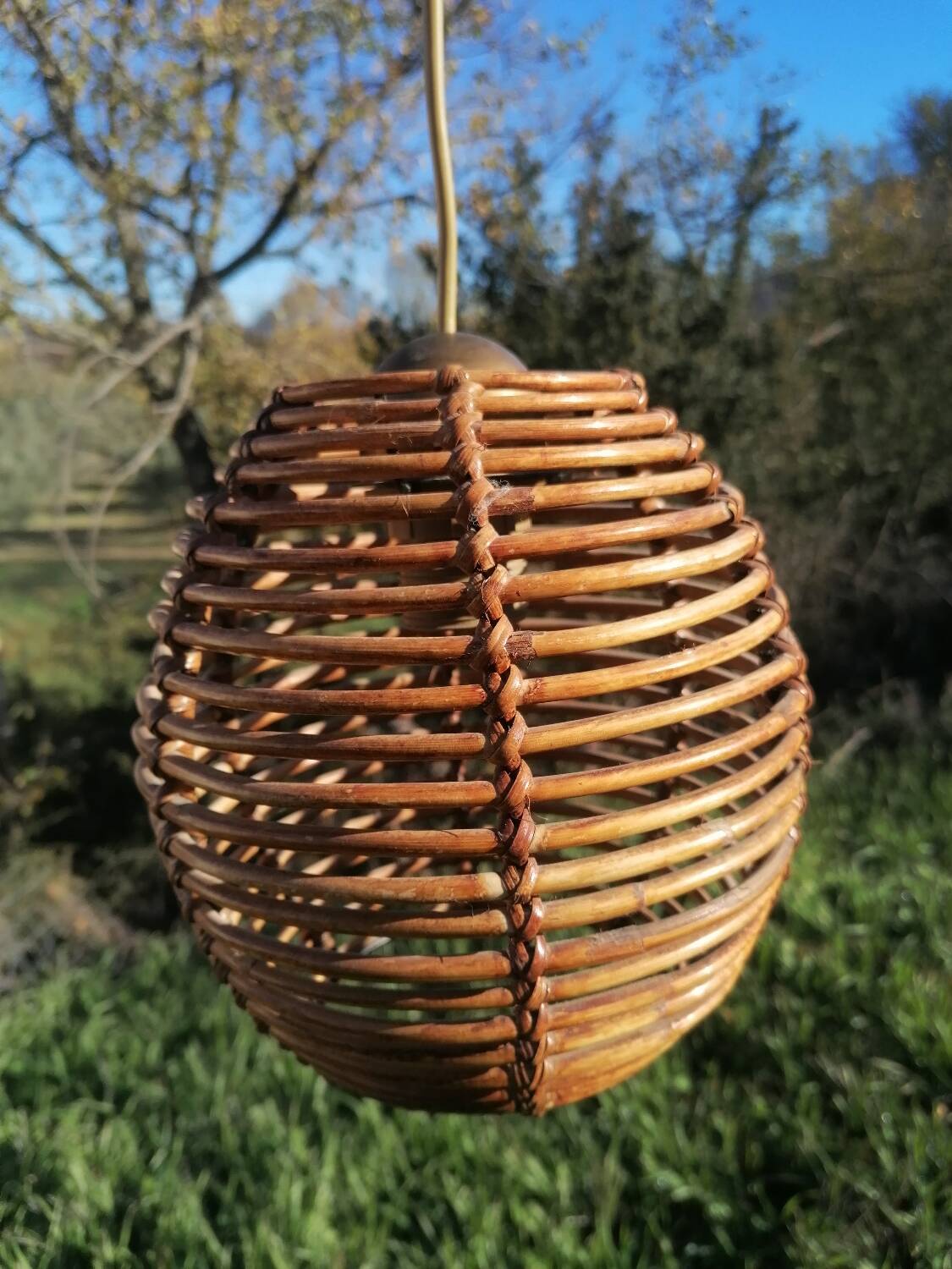 Ball rattan pendant light