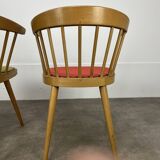Pair of Baumann 740 office chairs, slatted models, 1960s