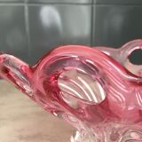 Coupe à fruit en verre soufflé rose