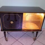 Meuble bar lumineux, corpus en bois laqué 1960/1970