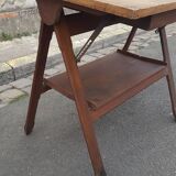 Drawing table wood and vintage metal