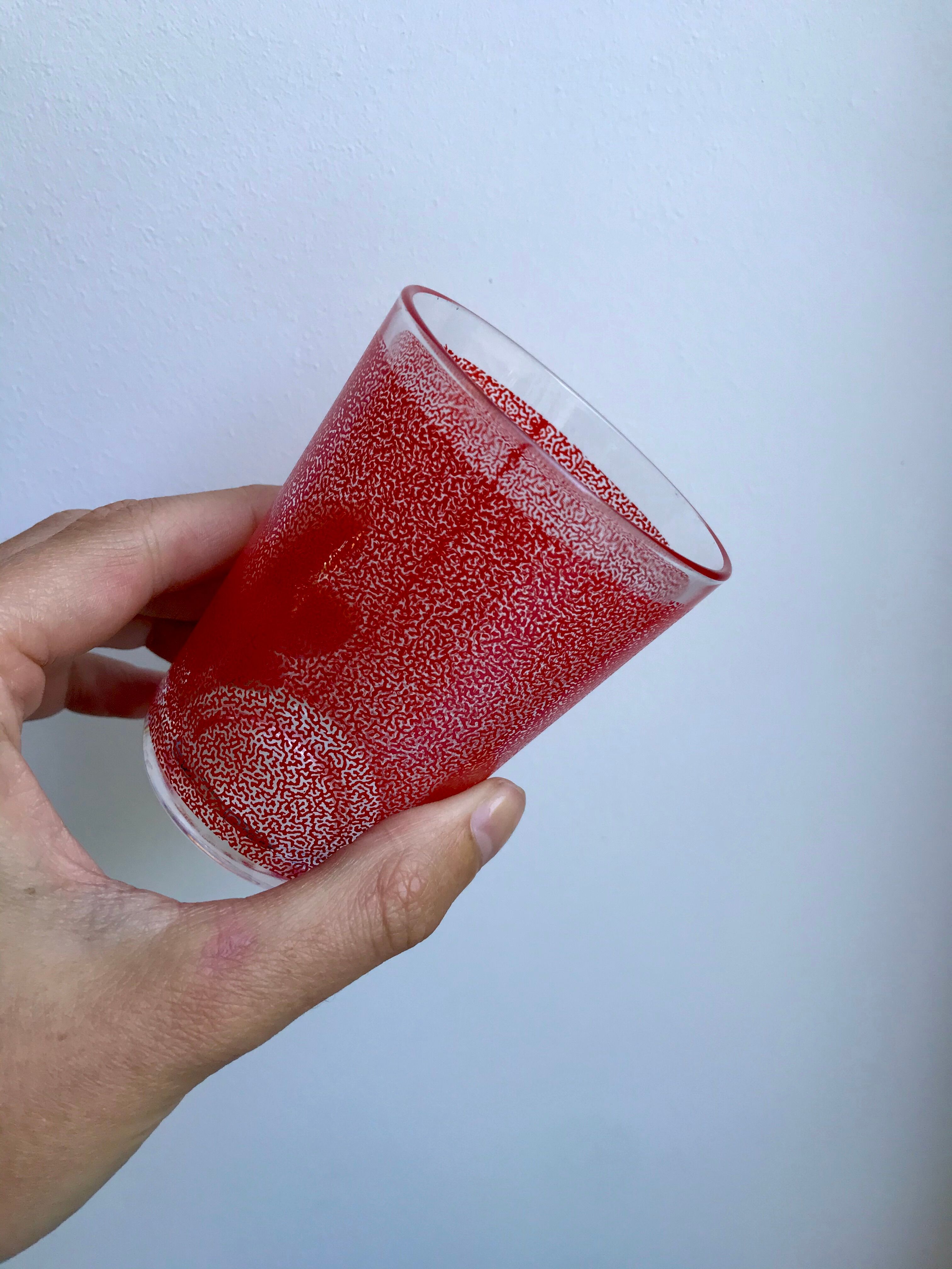 Set of 8 colored water glasses 70s