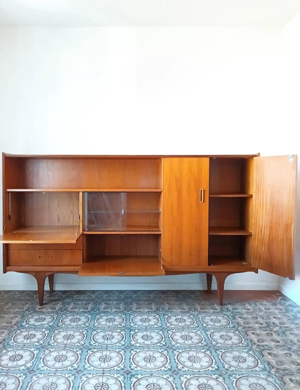 Sideboard library in Scandinavian style made of teak.