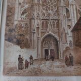 Watercolor signed Barday Senlis the cathedral first half of the 20th century