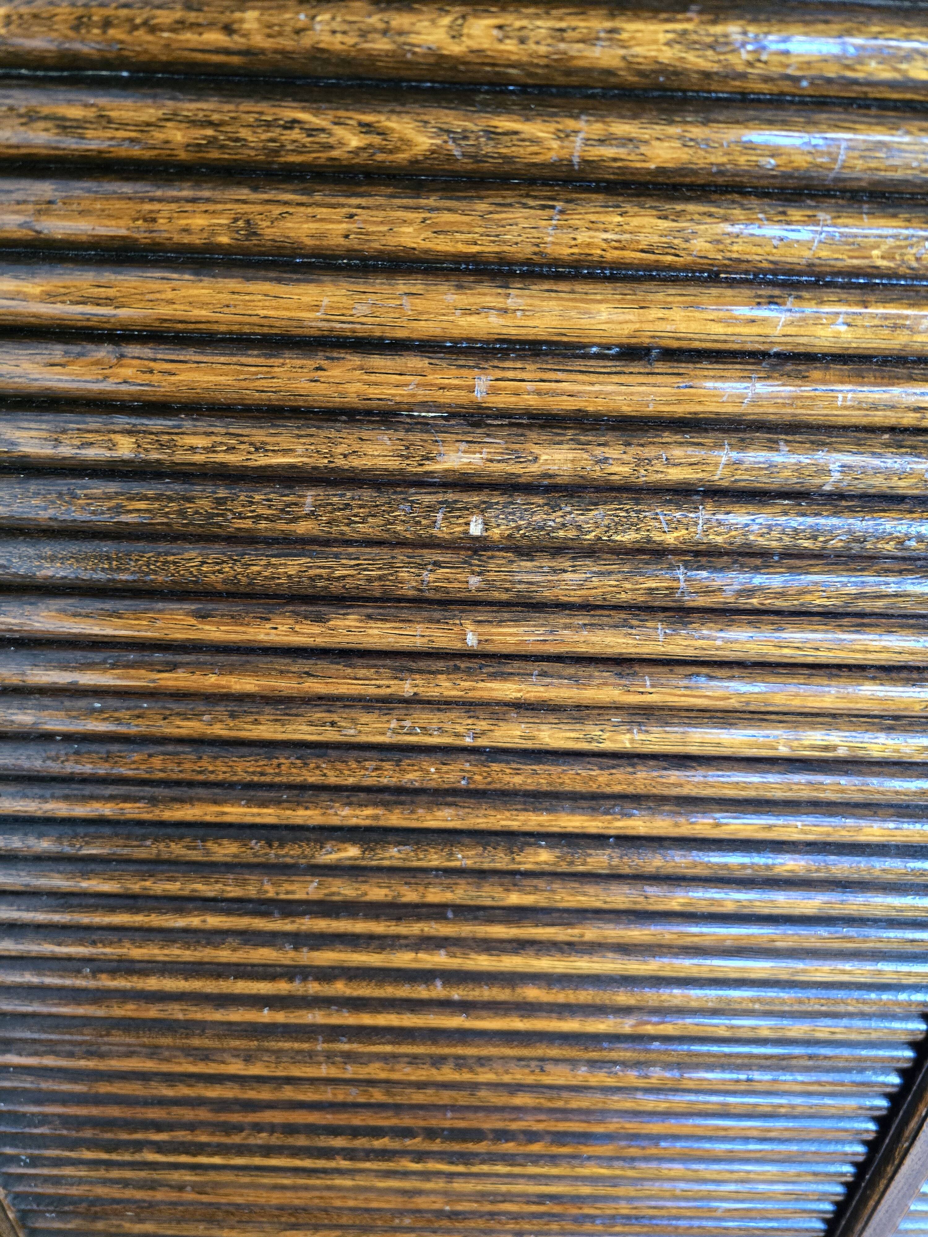 Solid oak double curtain filing cabinet