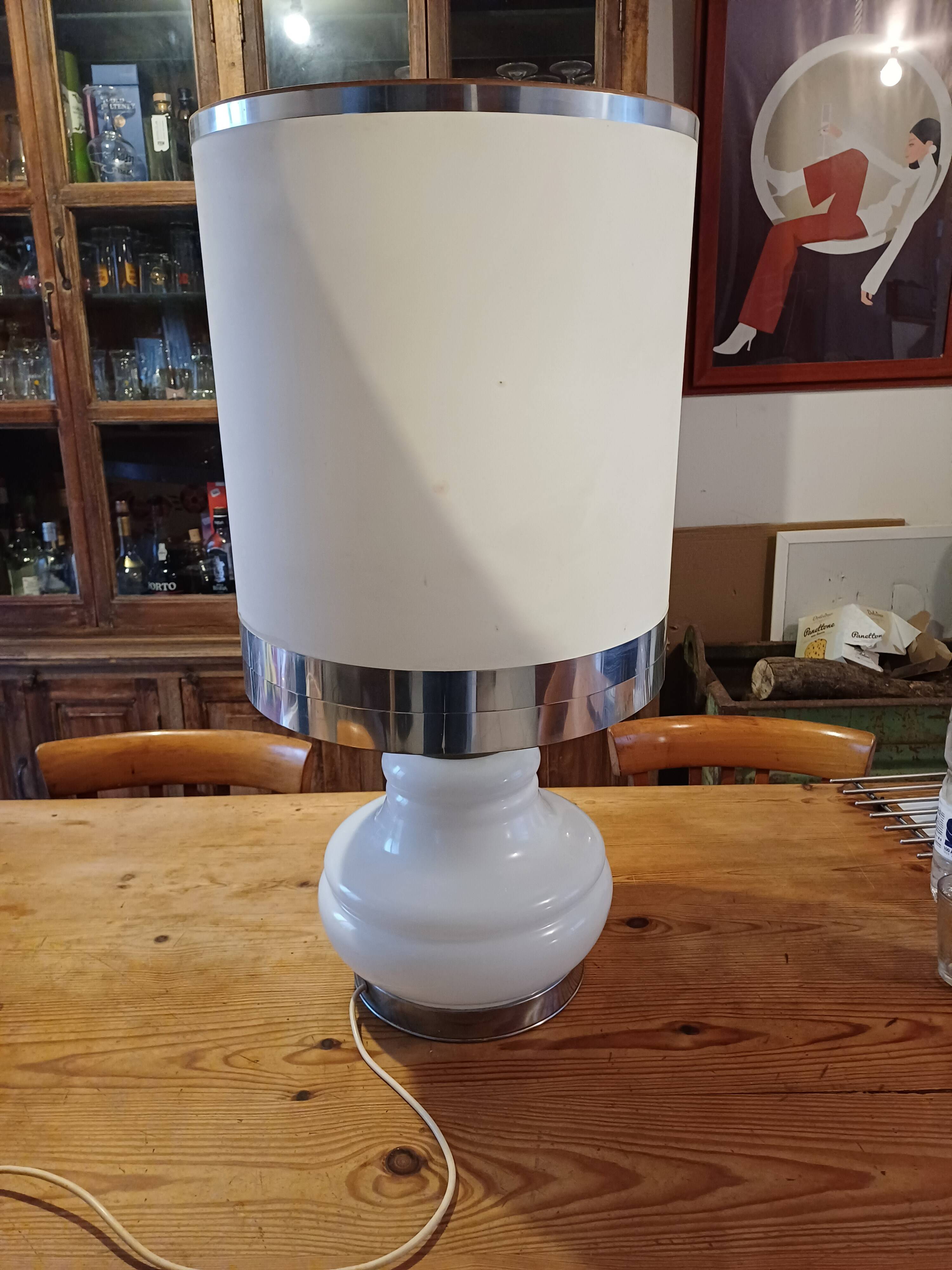 Vintage 1970s White Opaline Lamp