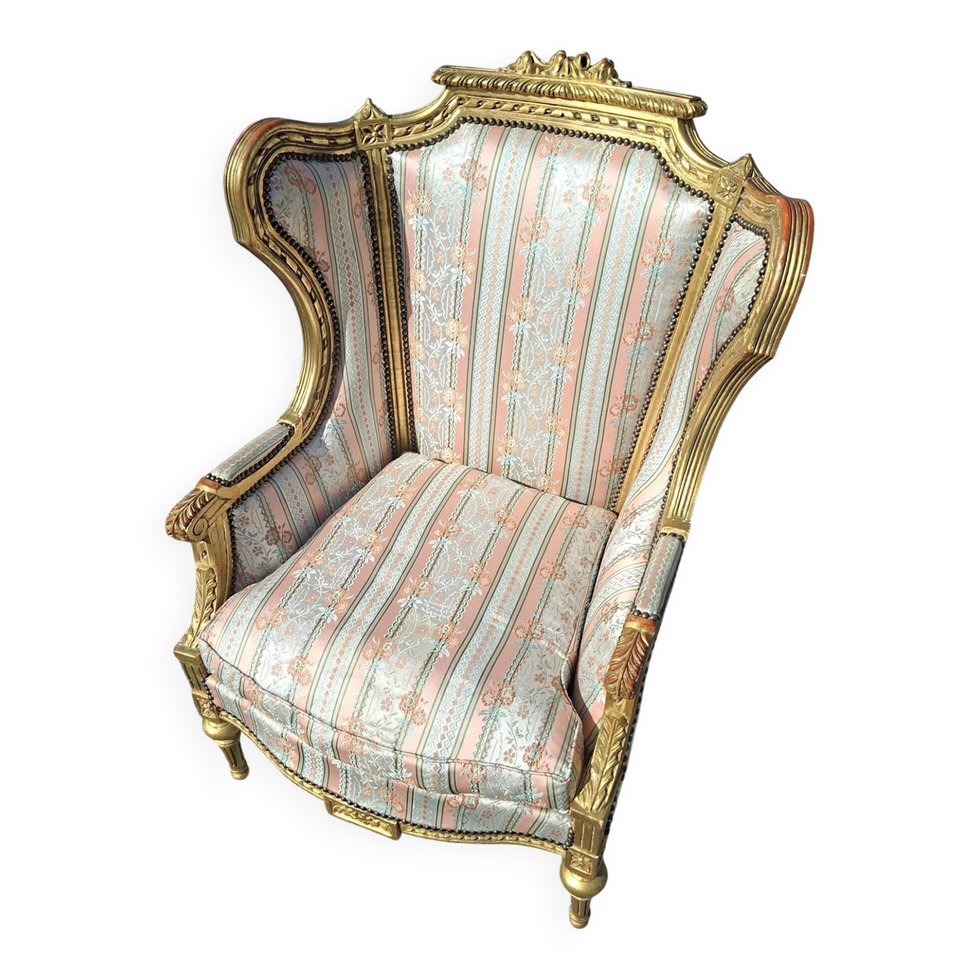 Louis XVI style wingback Bergère armchair