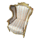 Fauteuil Bergère à oreilles style Louis XVI