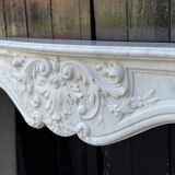 Louis XV Style Fireplace in Carrara Marble, Circa 1980