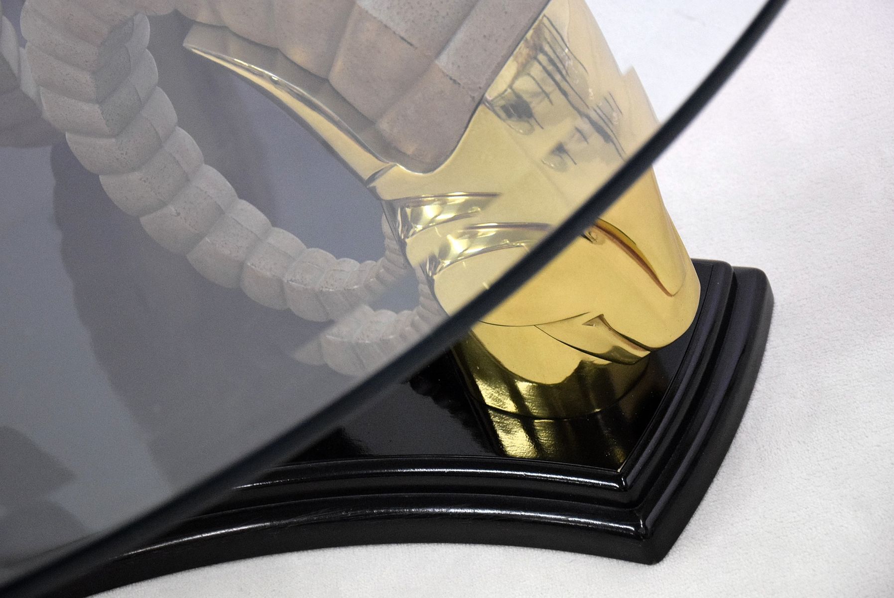 Table low hollywood regency vintage brass and glass