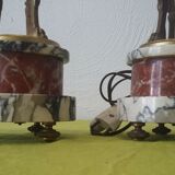 Pair of Athenian lamps in marble and bronze