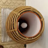 Rattan ball lamp with orange interior lampshade