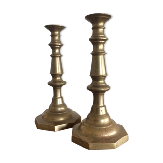 Pair of brass candlesticks