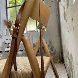 Beech and straw folding chair from the 80s