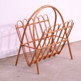 Mid century rattan magazine rack by Jan Kalous for ÚLUV, 1960´s, Czechoslovakia