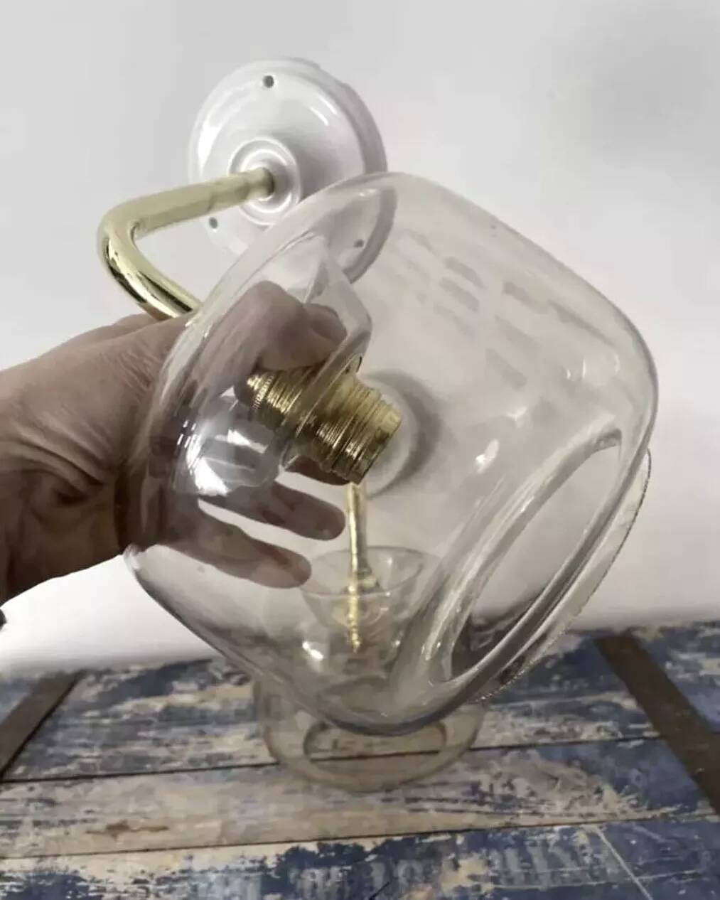 Pair of smoked glass wall sconces