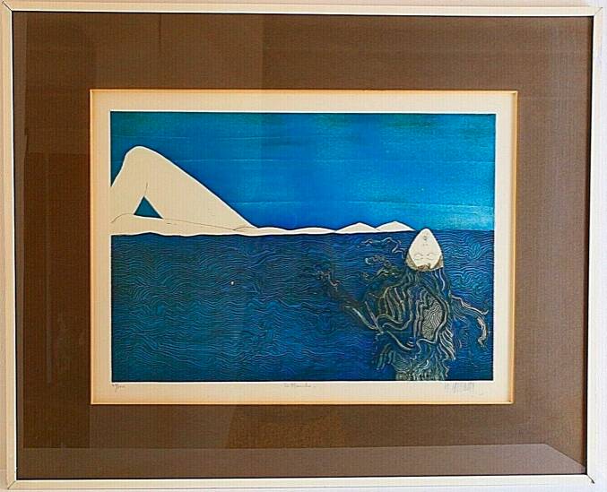 LITHOGRAPHY Nude woman "The board", numbered 49/100 and signed MICHEL MATHONNAT