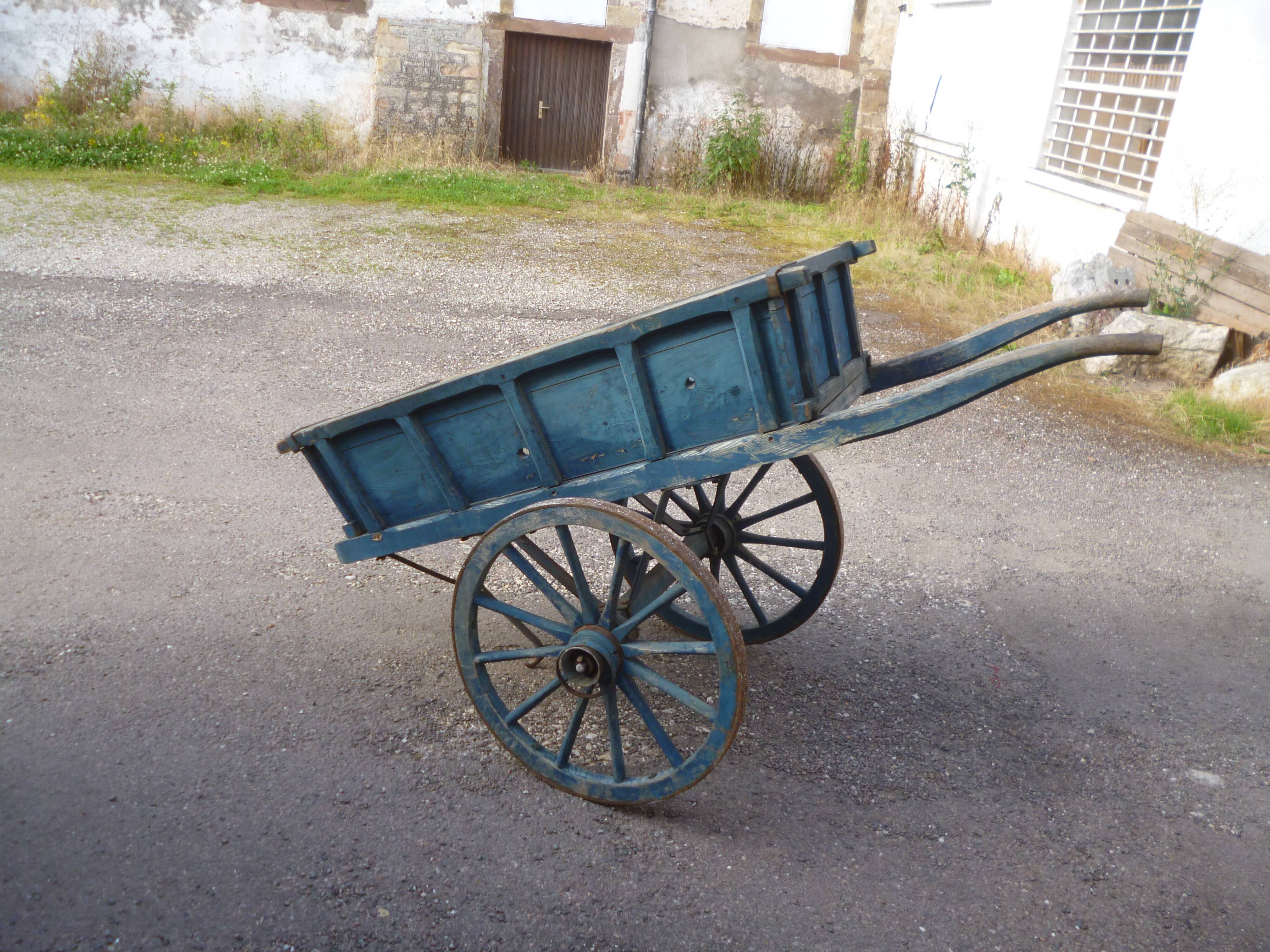 Old blue patina cart