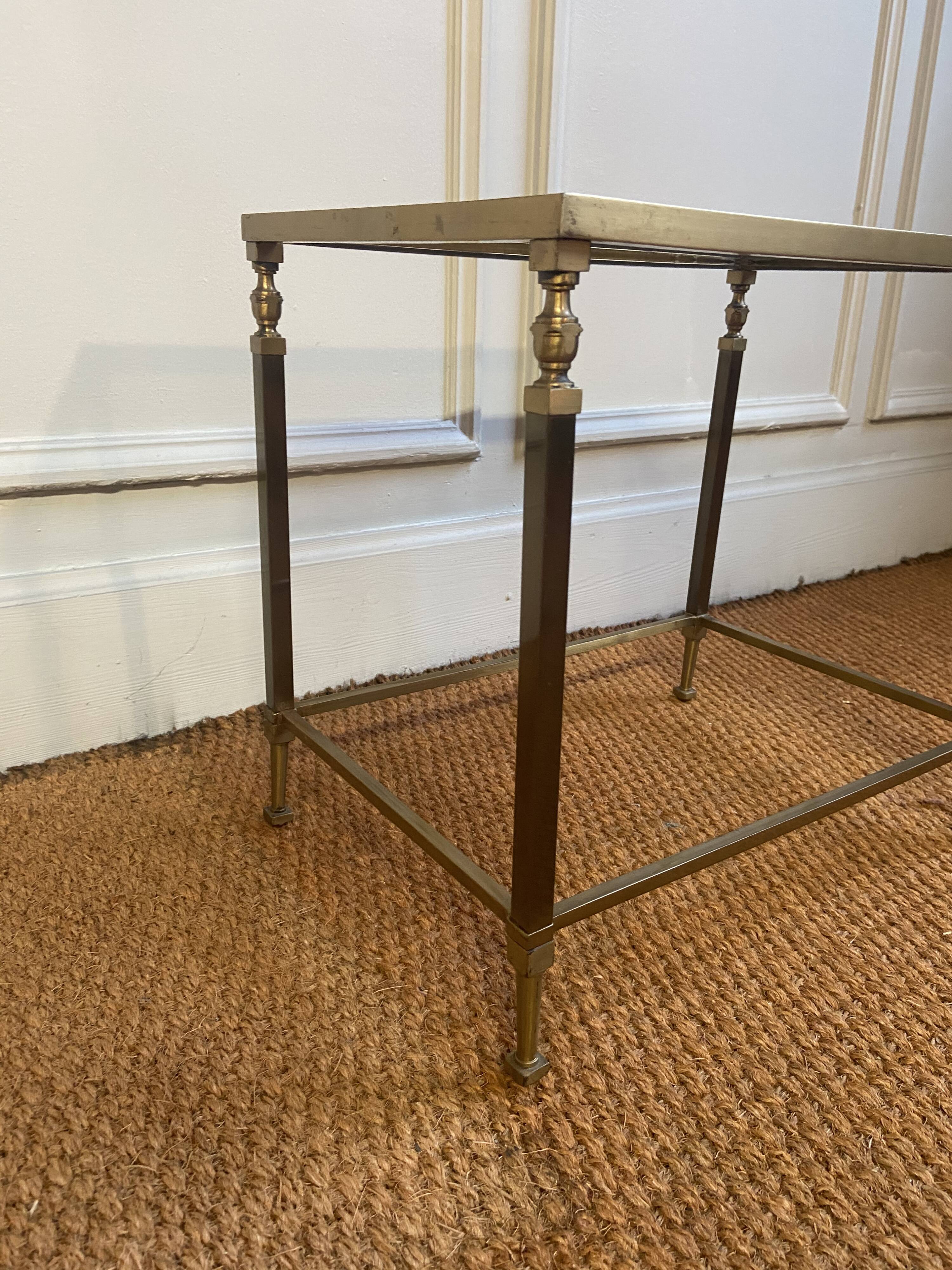 Brass and smoked glass side table, 1970