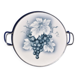 Ancien plat à gâteaux Art-Déco - motif grappe de raisin