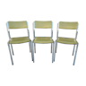 Lot de 3 chaises en chrome et skaï vert, années 70