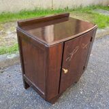 Art Deco bedside table in glossy dark oak