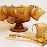 Service for punch or sangria 70s glassware Biot 8 cups