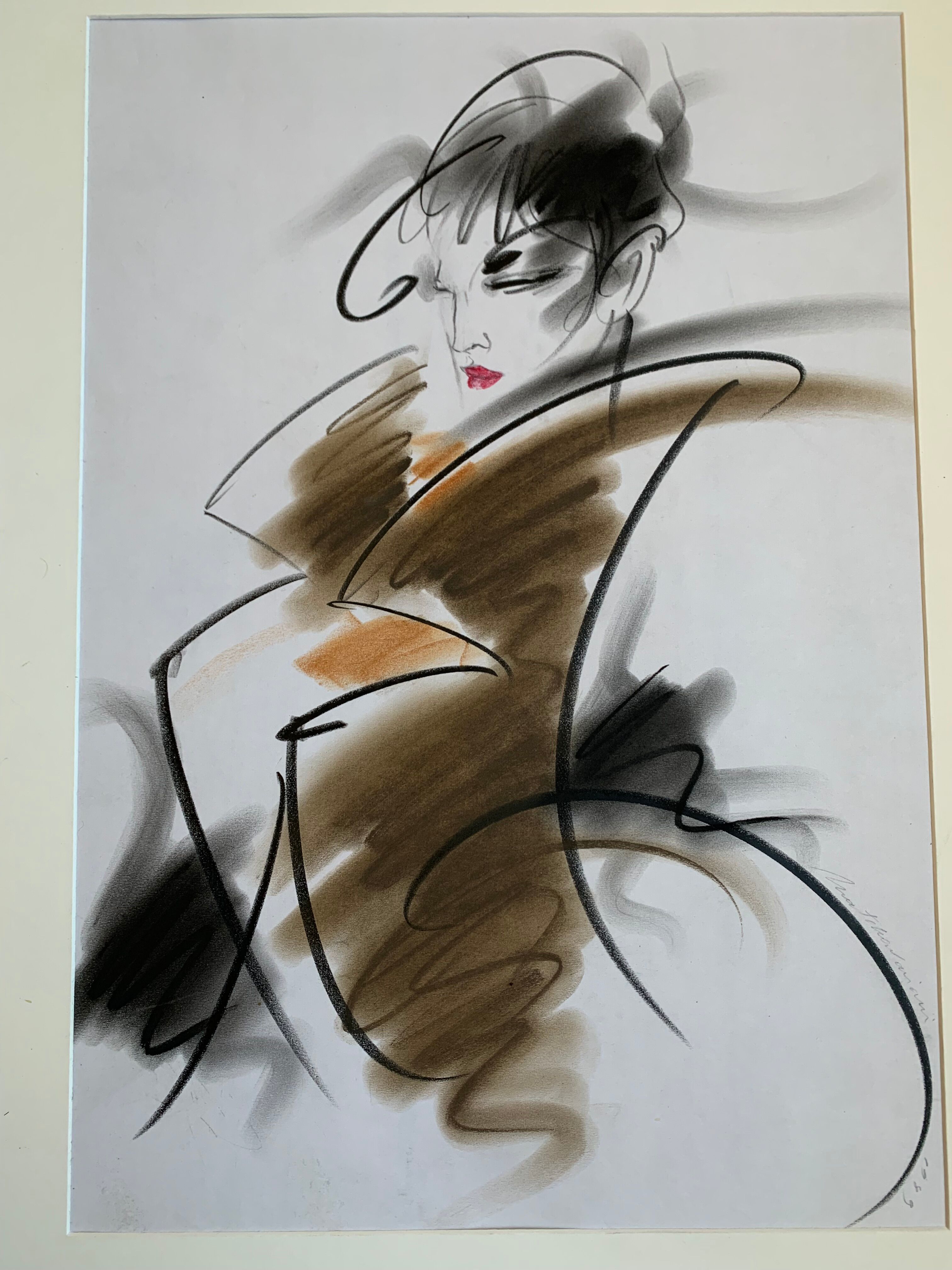 Henri Matchavariani (VOGUE illustrator) (1939) Fashion drawing. Contribution for Vogue 1990